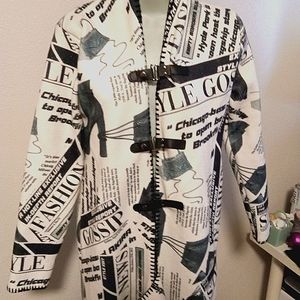 AKIRA newspaper print woman's long cardigan